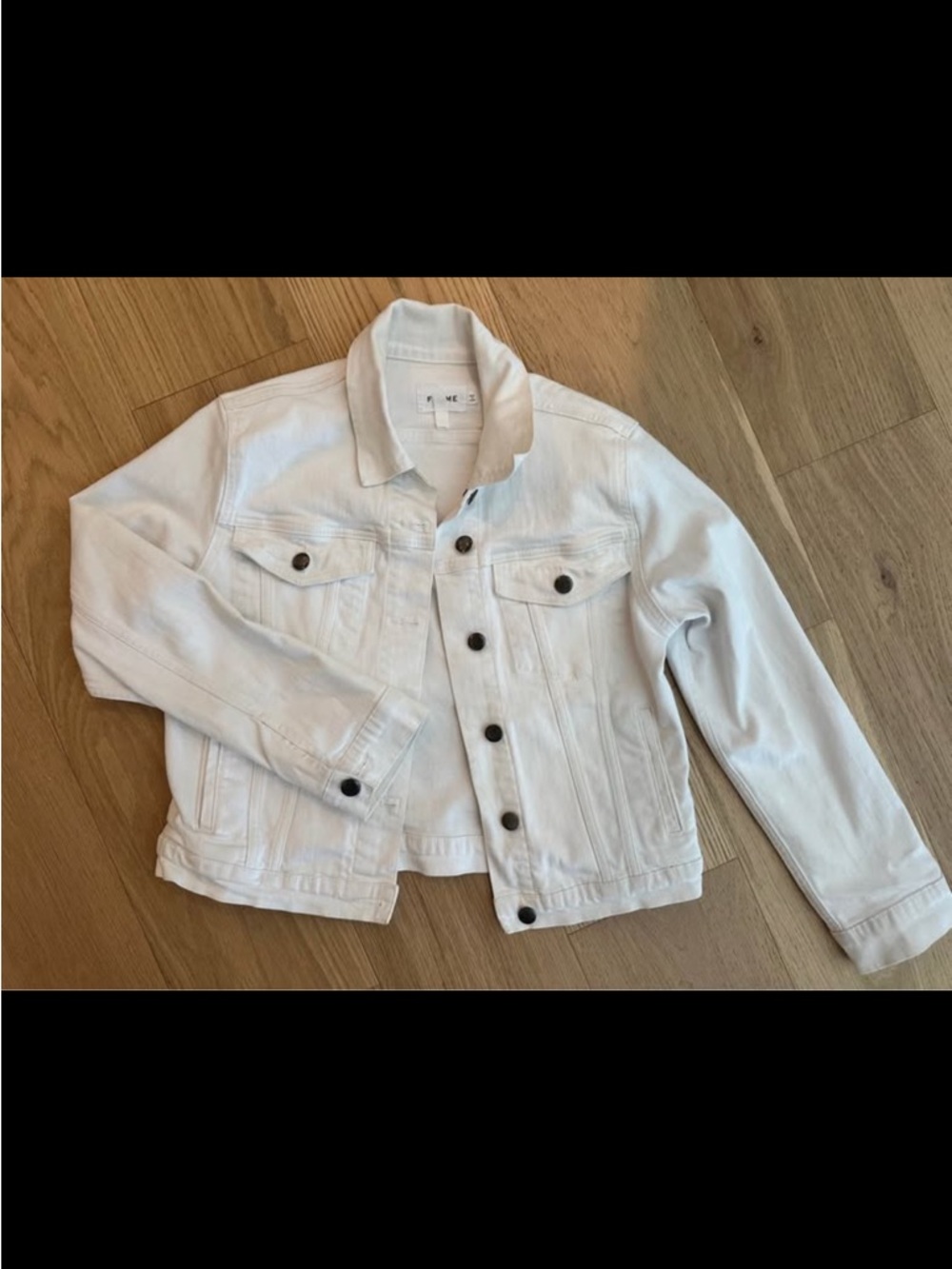 Frame White Denim Jacket with Button Front Size L